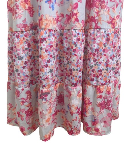 Elle Large Womens Maxi Dress Floral Print Pink Blue Orange Long Spaghetti Straps - Picture 7 of 11