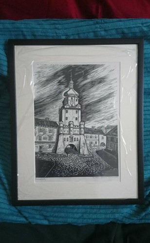 1961 SIGNED FRAMED LIMITED PRINT POLSKIE MIASTA TYSIACLECIA KRAKOW GATE LUBLIN  - Picture 1 of 4