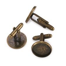 20x mosiężne spinki do mankietów mankiet guziki półfabrykaty antyczny brąz 18x18mm taca 16mm