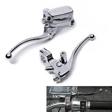 Chrome 1" Motorcycle Master Cylinder Front Brake & Clutch Levers Set for Harley
