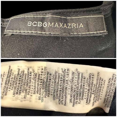 BCBGMAXAZRIA Black Faux Leather Peplum Top Size L sleeveless minimalist goth - Picture 5 of 8