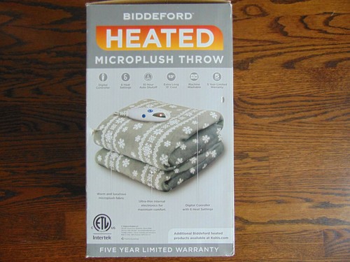 BIDDERFORD HEATED MICROPLUSH THROW NEW - Picture 2 of 2