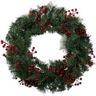 NEW Classic Christmas Holiday Wreath 20 in. faux evergreen pinecones berries