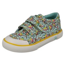 Boys Startrite Casual Dinosaur Detailed Hook  Cycle Canvas Shoes