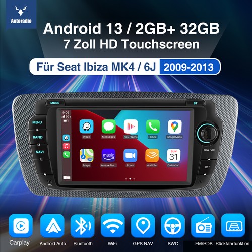 Für Seat Ibiza IV 6J 6P 2009-13 32GB Android 14 Autoradio Apple Carplay Navi RDS - Bild 2 von 14