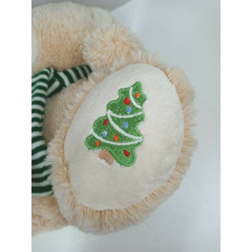 2011 Kellytoy Teddy Bear Wearing Striped Scarf & Christmas Tree On Paw 12" Plush - Picture 6 of 7