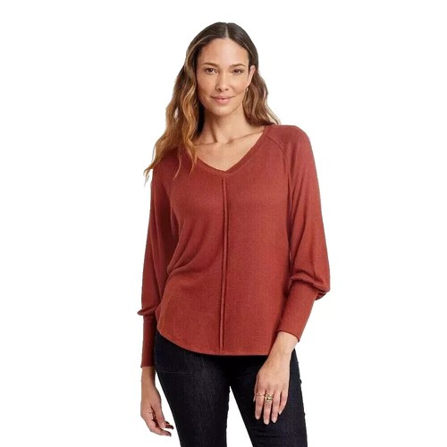 Women's Long Sleeve Knit Top - Knox Rose | Color Brown | Size L