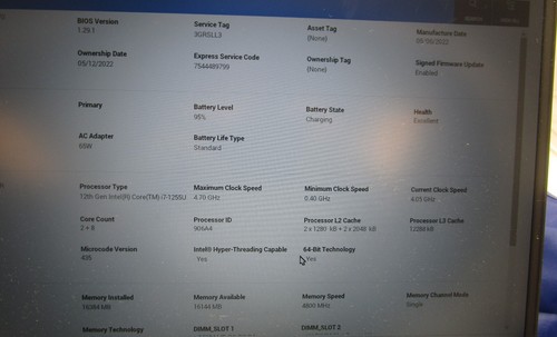 Dell Precision 3570 15.6" Intel i7-1255U @ 1.70GHz 8GB DDR4 RAM 250GB SSD WIN11P - Picture 13 of 15