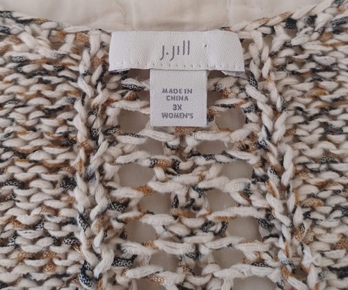 Suéter Pullover Jill Tejido Crochet Para Mujer Talla 3X Beige Mezcla Algodón Cuello en V - Imagen 8 de 9