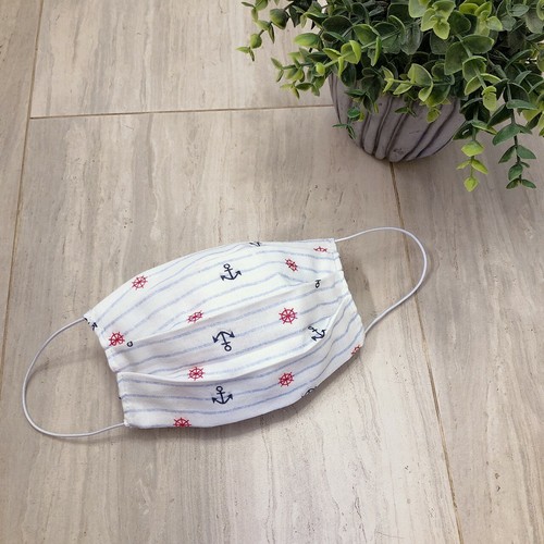 Premium Cotton Face Mask With Filter Pockets Washable Handmade - Sailor Style - Picture 5 of 10