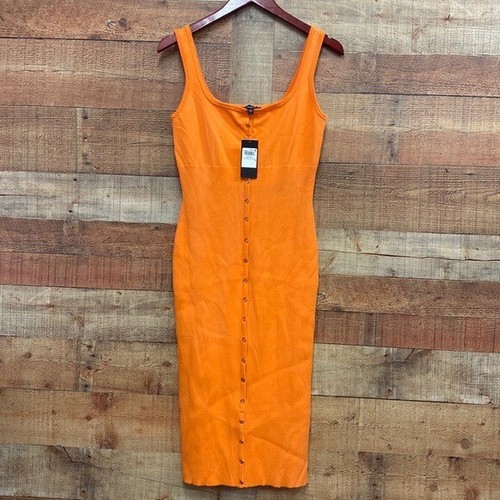 GUESS Snap Front Lana Sweater Dress, Sunset Orange, Large NWT - Picture 2 of 9