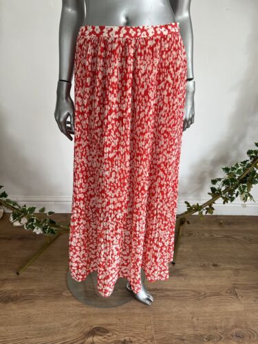 JOULES Adie Maxi Skirt Size 10 Red Floral Pleated Chiffon Lined Skirt NEW OR33 - Picture 2 of 18