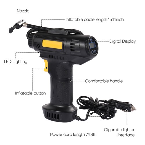 150PSI Tire Fast Inflator Air Pump Compressor LED Light Digital Pressure Gauge - Picture 7 of 12