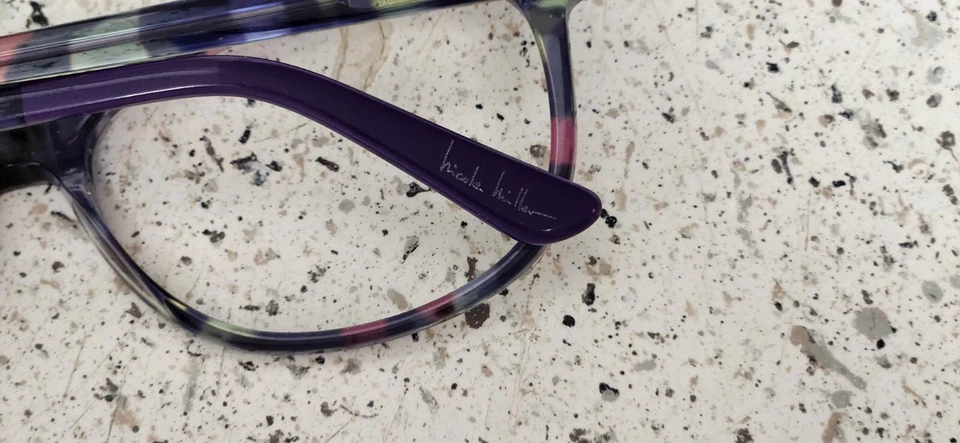 Anteojos Nicole Miller "Brook" CO1 56-14-140 púrpura con monturas Tort usadas muy bonitas Foto 3 de 4