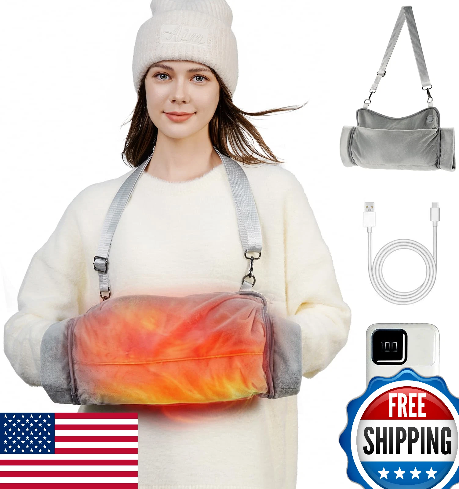 Rechargeable Hand Warmer Pouch, Far Infrared, Electric Heated Muff
Opens in a new window or tab