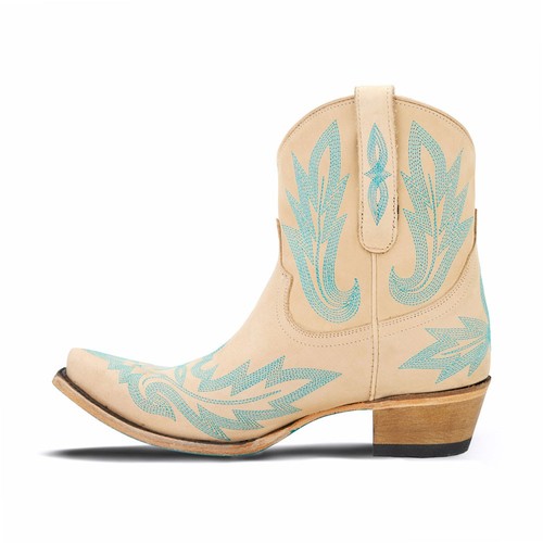 Lane Lexington Embroidered Snip Toe Cowboy Booties Womens Beige, Blue Casual Boo - Picture 3 of 5