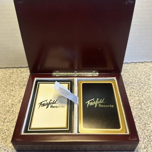 **NEW** Fairfield Resorts Playing Cards 2 Decks Wood Case - Picture 2 of 3