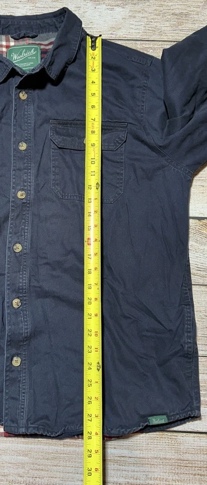 Woolrich Shirt Jacket Mens X-Large Green Label Shacket Blue Flannel Lined - Image 3 of 4