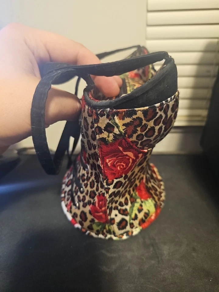 Burlesque Corset Bustier Purse Women's Bodice Sexy Handbag Cheetah Rose Print - Image 4 of 4