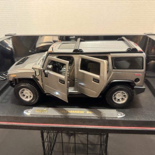 2002 1:18 Maisto Hummer Humvee H2 SUV Silver Gray Premiere Edition - Picture 11 of 17