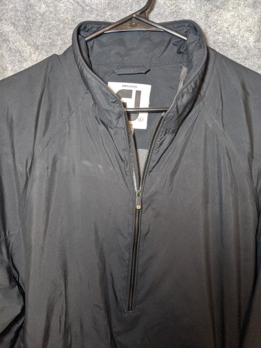 Footjoy Dryjoys Tour Collection Jacket Size Large Black 1/4 Zip Golf Windbreaker - Picture 3 of 11