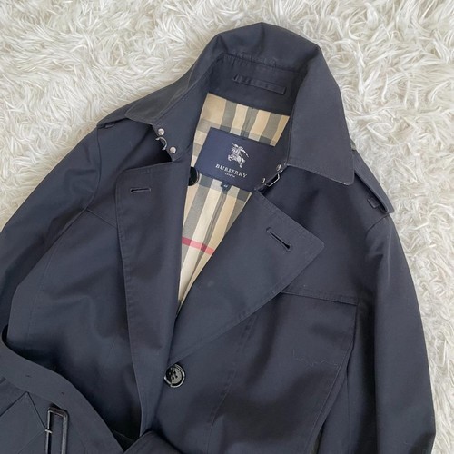 BURBERRY London Trench Coat Authentic Vintage Long Nova Check Dark Navy L/40 - Picture 15 of 24