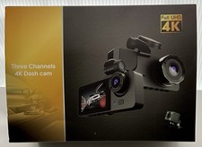 Dash Cam Three Channels Full UHD 4K 170 Degrees Wide Angle Loop Recording