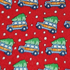 VINEYARD VINES BOYS / TEENS / MENS SILK TIE CAR w/ CHRISTMAS TREE 50"