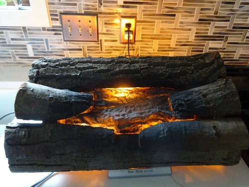 Vintage Real Wood Logs Faux  Fire Motion Flames Electric Fireplace Motorized - Picture 1 of 13
