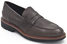 Geox Men's Cannaregio D Penny Loafer Tumbled Leather Dark Coffee