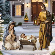 3 PCS Outdoor Christmas Nativity Scene Yard Signs 47" Large Outdoor Holy Family