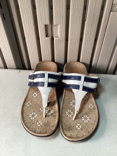 Dr. Andrew Weil Clarity Leather Thong Sandals - Navy/White - UK 8 US 10 EU 41. - Picture 15 of 24
