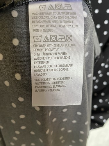 Susan Graver Large Petite Black White Polka Dot Print LK Button Front Dress - Picture 8 of 8