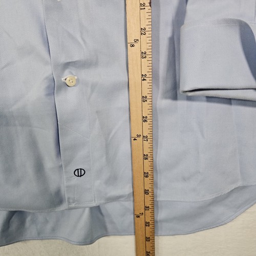 David Donahue  Shirt Mens Sz 17 1/2 32/33 Light Blue Long Sleeve French Cuff - Picture 4 of 7