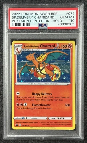 SPECIAL DELIVERY CHARIZARD PSA 10 2022 POKEMON SWSH BSP #SWSH075 UK HOLO 8385