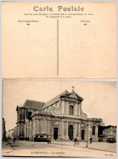 France La Rochelle Cathedral Tram Street View Postcard c1900