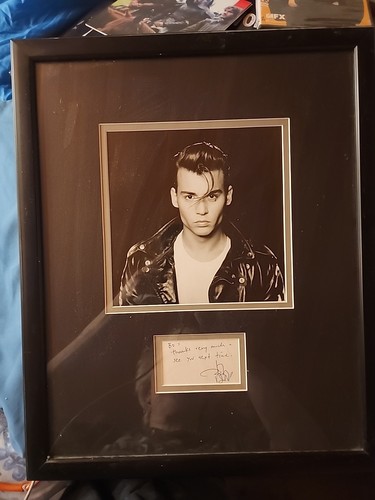 JOHNNY DEPP INSCRIPTION SIGNED FRAMED PHOTO TO PERSONAL BEAT POETRY HARVESTER - Picture 4 of 11
