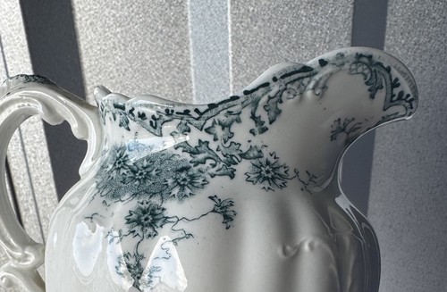 Antigua cerámica colonial crema patrón Dianthus floral Stoke Inglaterra - Imagen 4 de 8