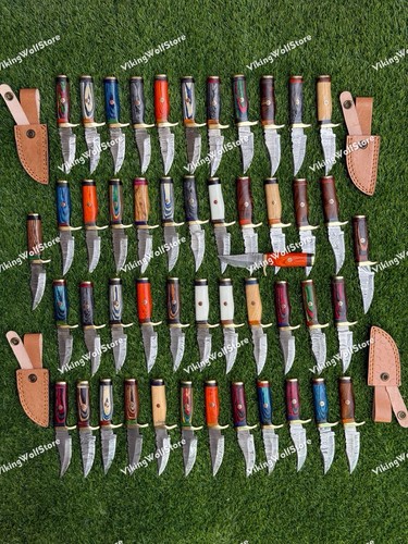 20 Pcs of CUSTOM HANDMADE 6"inch DAMASCUS STEEL CAMPING & HUNTING KNIVE FROM USA - Picture 10 of 14
