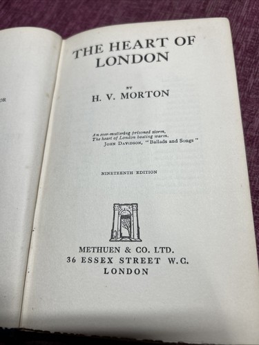 The Heart of London H.V. Morton 1937 Vintage Hardcover Book - Bild 4 von 4