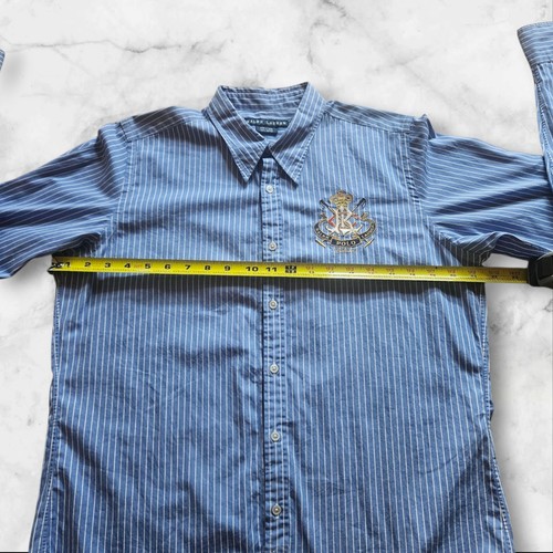Ralph Lauren Women’s 12 Striped Cotton Crest Button-Front Shirt Light Blue - Picture 10 of 13