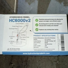Hydrocheck Sump Pump Float Switch - Model HC6000v2