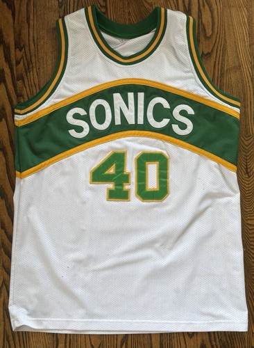 Shawn Kemp White Retro Stitched Seattle SuperSonics NBA Trikot L