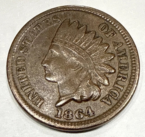 1864 Indian Head Cent Bronze 1C Penny Copper Coin AU Detail - Original Detail - Picture 1 of 6