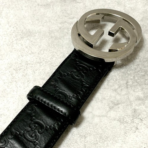 GUCCI Gürtel GG Shima Leder schwarz silber gebraucht echt - Bild 7 von 24