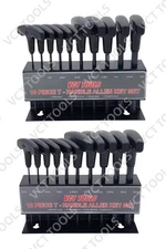 20Pc SAE & MM T-Handle Hex Allen Key Wrench Set W/ Holder 3/32"-3/8", 2-10mm