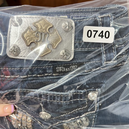 Miss Me Jeans Signature Skinny Bling Angel Wings Flap Pockets Low Rise Size 30 - Photo 20 sur 20