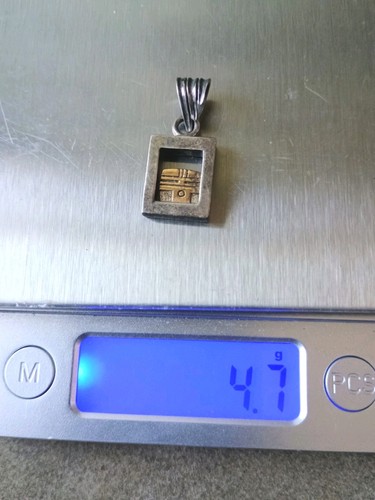 Colgante de arte modernista de plata de ley y 14 quilates firmado 1" 4,7 gramos - Imagen 5 de 5