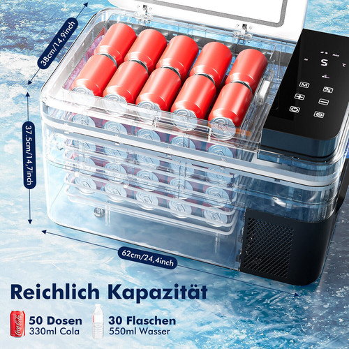 Kompressor Kühlbox 28L Mini Kühlschrank Auto LKW Camping -20℃~20℃ APP Fpzsdipqfl - Bild 4 von 35
