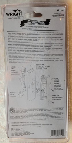 WRIGHT VK1104 Pestillo de manija de puerta de patio de montaje en superficie con llave de aluminio - Imagen 2 de 7